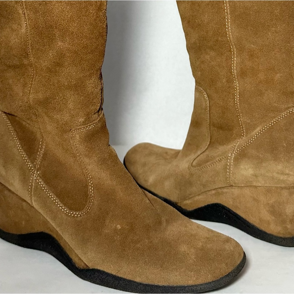 A.N.A | A New Approach Light Brown Tall Suede Wedge Boots | Size 10 - Picture 14 of 14
